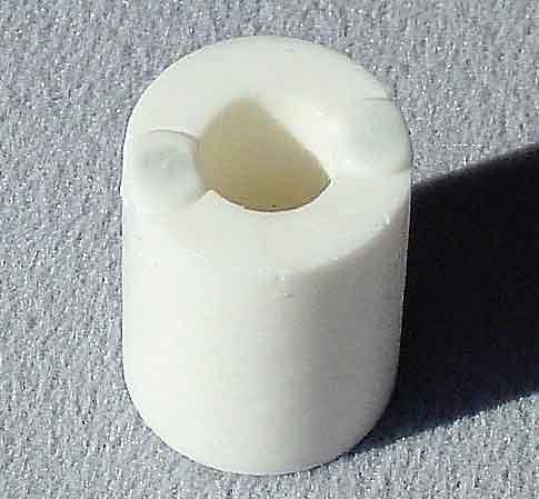 Foamed polypropylene float showing the molded internal cavity that captures the magnet